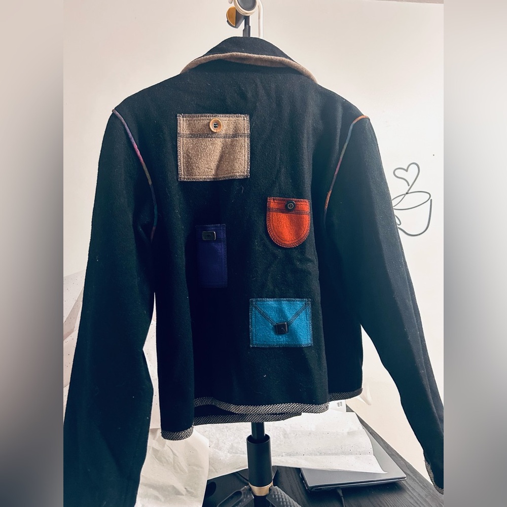 100%wool Colorful Patchwork Women's Blazer - Picture 5 of 5